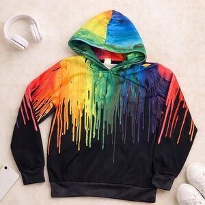 Kids Rainbow Paint Drip Hoodie XXL hoodie